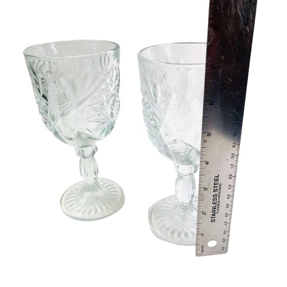 2 Libbey Glass Co Hobstar Water Goblets Vintage 7.25” x 3.5” - Picture 4 of 7